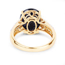 6.49 Carat Genuine Blue Sapphire and White Diamond 14K Yellow Gold Ring-7