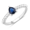 0.50 Carat Genuine Blue Sapphire 14K White Gold Ring-1