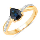 1.17 Carat Genuine Blue Sapphire and White Diamond 14K Yellow Gold Ring-1