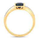 1.17 Carat Genuine Blue Sapphire and White Diamond 14K Yellow Gold Ring-2