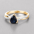 1.17 Carat Genuine Blue Sapphire and White Diamond 14K Yellow Gold Ring-4