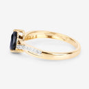 1.17 Carat Genuine Blue Sapphire and White Diamond 14K Yellow Gold Ring-6