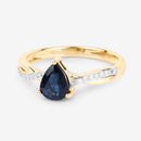 1.17 Carat Genuine Blue Sapphire and White Diamond 14K Yellow Gold Ring-9
