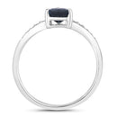 0.89 Carat Genuine Blue Sapphire and White Diamond 14K White Gold Ring-2
