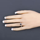 0.89 Carat Genuine Blue Sapphire and White Diamond 14K White Gold Ring-5