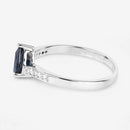 0.89 Carat Genuine Blue Sapphire and White Diamond 14K White Gold Ring-6