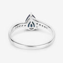 0.89 Carat Genuine Blue Sapphire and White Diamond 14K White Gold Ring-7