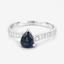 0.89 Carat Genuine Blue Sapphire and White Diamond 14K White Gold Ring-9