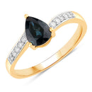 0.89 Carat Genuine Blue Sapphire and White Diamond 14K Yellow Gold Ring-1