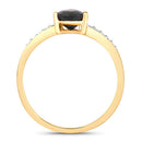 0.89 Carat Genuine Blue Sapphire and White Diamond 14K Yellow Gold Ring-2