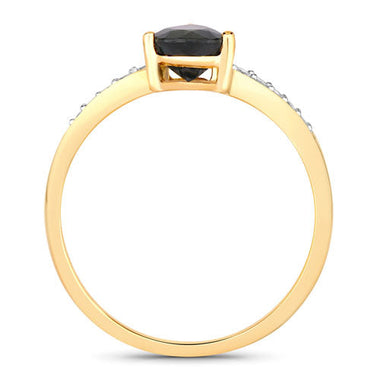 0.89 Carat Genuine Blue Sapphire and White Diamond 14K Yellow Gold Ring - 0