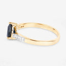 0.89 Carat Genuine Blue Sapphire and White Diamond 14K Yellow Gold Ring-6