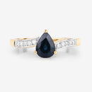 0.89 Carat Genuine Blue Sapphire and White Diamond 14K Yellow Gold Ring-8