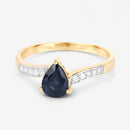 0.89 Carat Genuine Blue Sapphire and White Diamond 14K Yellow Gold Ring-9