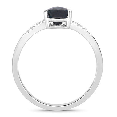 0.86 Carat Genuine Blue Sapphire and White Diamond 14K White Gold Ring - 0
