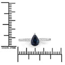 0.86 Carat Genuine Blue Sapphire and White Diamond 14K White Gold Ring-3