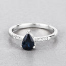 0.86 Carat Genuine Blue Sapphire and White Diamond 14K White Gold Ring-4