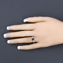 0.86 Carat Genuine Blue Sapphire and White Diamond 14K White Gold Ring-5