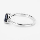 0.86 Carat Genuine Blue Sapphire and White Diamond 14K White Gold Ring-6