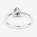 0.86 Carat Genuine Blue Sapphire and White Diamond 14K White Gold Ring-7
