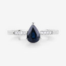 0.86 Carat Genuine Blue Sapphire and White Diamond 14K White Gold Ring-8