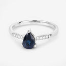 0.86 Carat Genuine Blue Sapphire and White Diamond 14K White Gold Ring-9