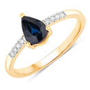 0.86 Carat Genuine Blue Sapphire and White Diamond 14K Yellow Gold Ring-1