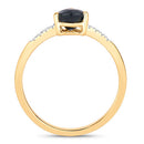 0.86 Carat Genuine Blue Sapphire and White Diamond 14K Yellow Gold Ring-2