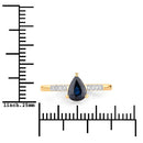 0.86 Carat Genuine Blue Sapphire and White Diamond 14K Yellow Gold Ring-3