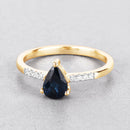 0.86 Carat Genuine Blue Sapphire and White Diamond 14K Yellow Gold Ring-4