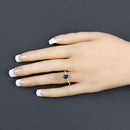 0.86 Carat Genuine Blue Sapphire and White Diamond 14K Yellow Gold Ring-5
