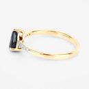 0.86 Carat Genuine Blue Sapphire and White Diamond 14K Yellow Gold Ring-6