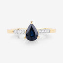0.86 Carat Genuine Blue Sapphire and White Diamond 14K Yellow Gold Ring-8