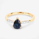 0.86 Carat Genuine Blue Sapphire and White Diamond 14K Yellow Gold Ring-9