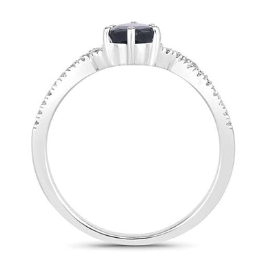 1.14 Carat Genuine Blue Sapphire and White Diamond 14K White Gold Ring - 0