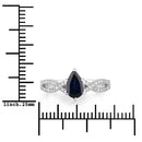 1.14 Carat Genuine Blue Sapphire and White Diamond 14K White Gold Ring-3