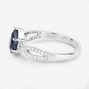 1.14 Carat Genuine Blue Sapphire and White Diamond 14K White Gold Ring-6