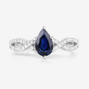 1.14 Carat Genuine Blue Sapphire and White Diamond 14K White Gold Ring-8