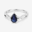 1.14 Carat Genuine Blue Sapphire and White Diamond 14K White Gold Ring-9