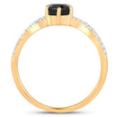 1.14 Carat Genuine Blue Sapphire and White Diamond 14K Yellow Gold Ring-2