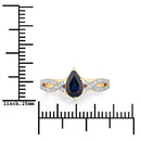 1.14 Carat Genuine Blue Sapphire and White Diamond 14K Yellow Gold Ring-3