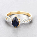 1.14 Carat Genuine Blue Sapphire and White Diamond 14K Yellow Gold Ring-4
