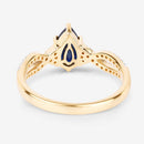 1.14 Carat Genuine Blue Sapphire and White Diamond 14K Yellow Gold Ring-7