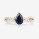 1.14 Carat Genuine Blue Sapphire and White Diamond 14K Yellow Gold Ring-8