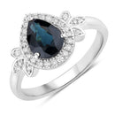 1.54 Carat Genuine Blue Sapphire and White Diamond 14K White Gold Ring-1