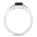 1.54 Carat Genuine Blue Sapphire and White Diamond 14K White Gold Ring-2