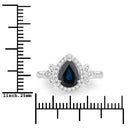 1.54 Carat Genuine Blue Sapphire and White Diamond 14K White Gold Ring-3