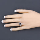 1.54 Carat Genuine Blue Sapphire and White Diamond 14K White Gold Ring-5