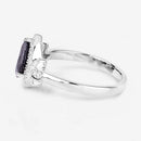 1.54 Carat Genuine Blue Sapphire and White Diamond 14K White Gold Ring-6