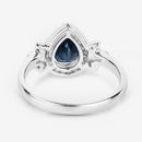 1.54 Carat Genuine Blue Sapphire and White Diamond 14K White Gold Ring-7